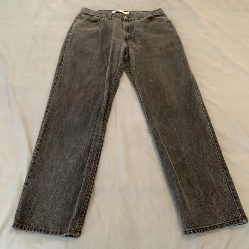 Levis 550 Jeans Mens 34x32 Gray Stone Wash Relaxed Fit Tapered Leg Denim Pants
